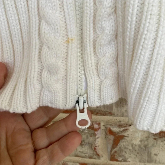 Woods & Gray Cream Cable Ribbed Raglan Zipper Sweater - Picture 3 of 8
